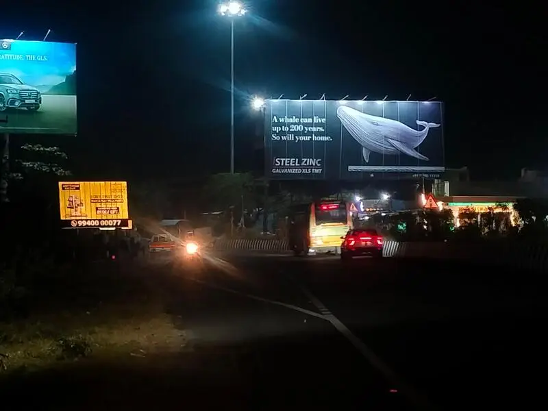 Kovalam hoardings night view.